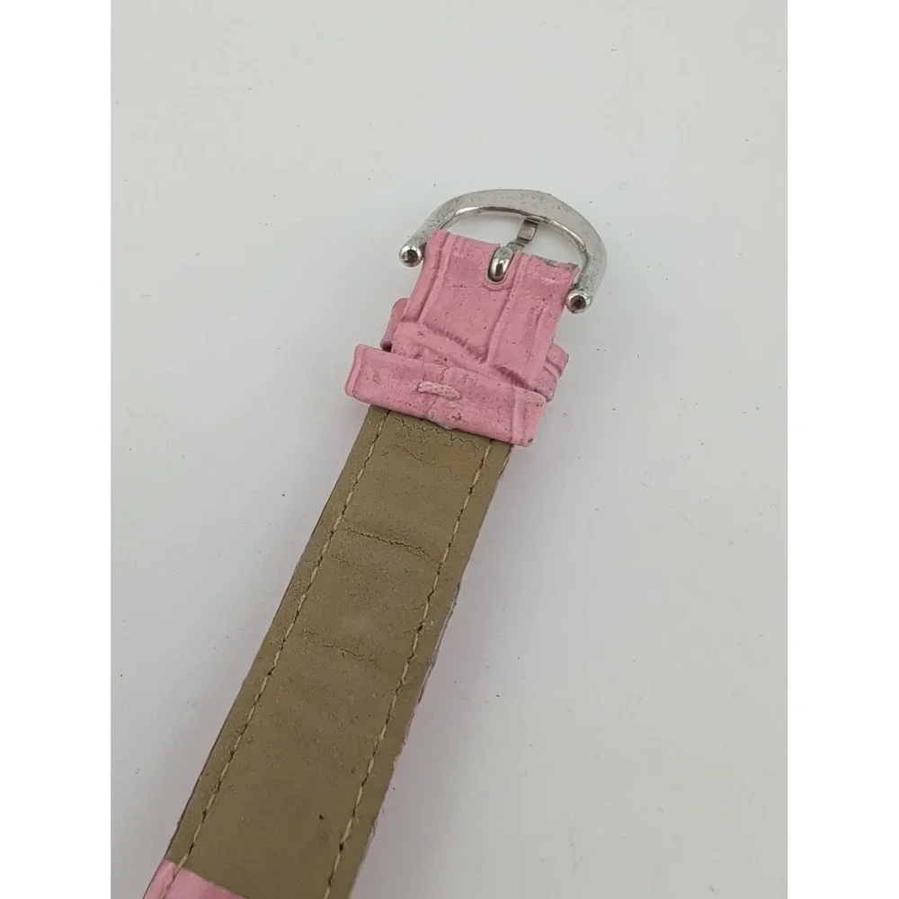 Suzanne Somers Womens Watch 29mm MOP Heart Shaped Dial Pink Leather New Battery